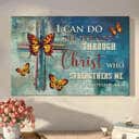 Philippians 4:13 I Can Do All Things Through Christ Butterflies Cross Canvas Wall Art