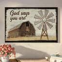 God Says You Are Farmhouse Windmill Christian Canvas Wall Art God Says You Are Farmhouse Windmill Christian Canvas Wall Art