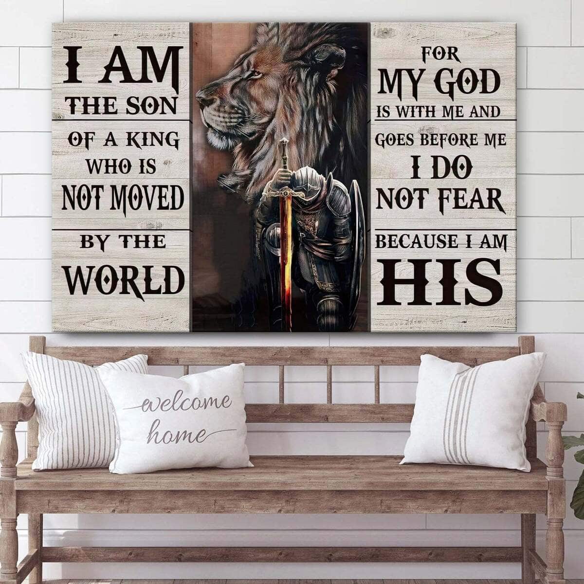 Lion And Warrior I Am The Son Of A King Who Is Not Moved Canvas Wall Art