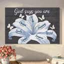 God Says You Are White Lily Christian Canvas Wall Art