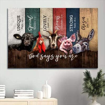 Animals On Farm God Says You Are Canvas Wall Art