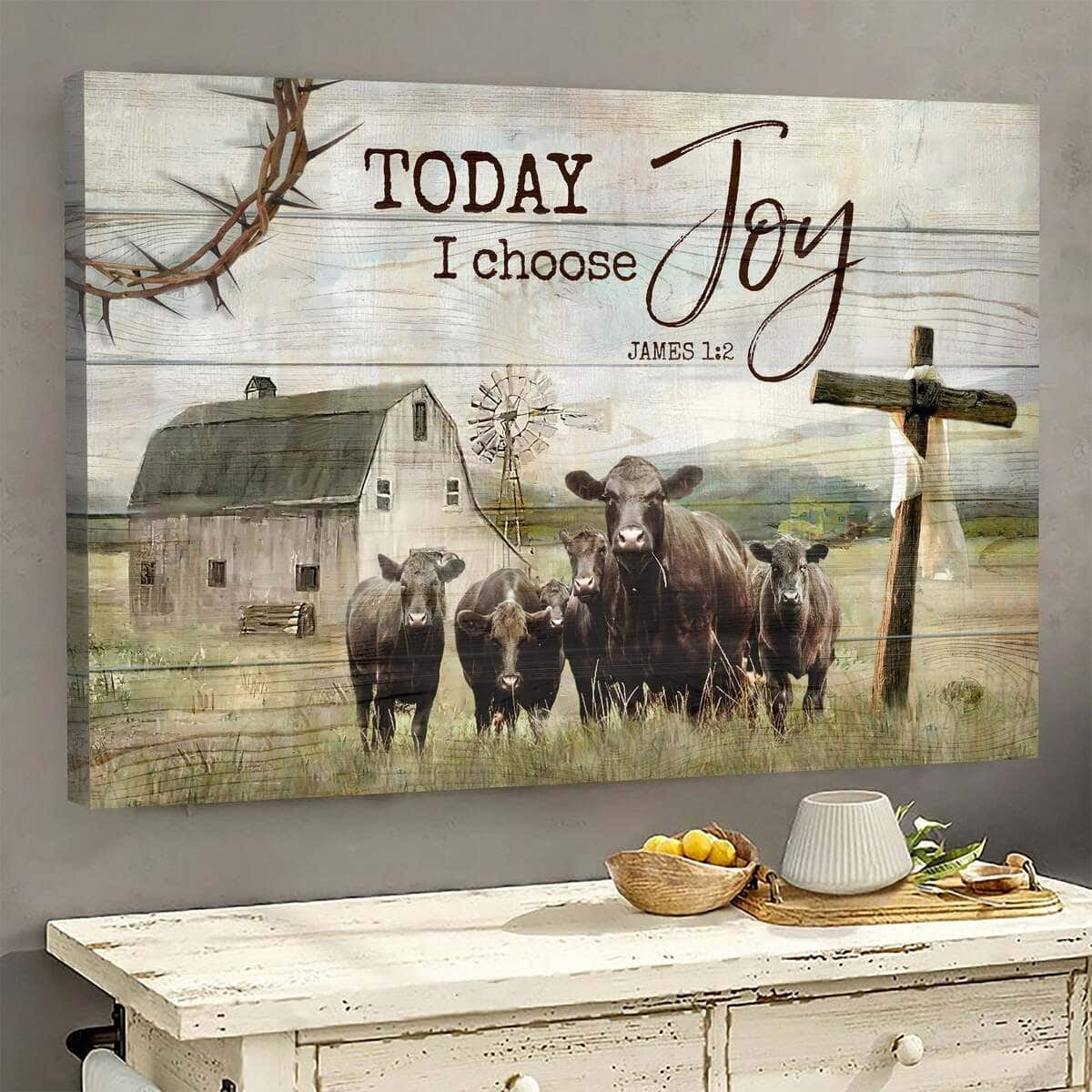 James 1:2 Today I Choose Joy Christian Religious Canvas Wall Art