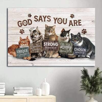 God Says You Are Canvas Wall Art Gift For Cat Lovers