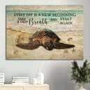 Amazing Turtle Every Day Is A New Beginning Canvas Wall Art