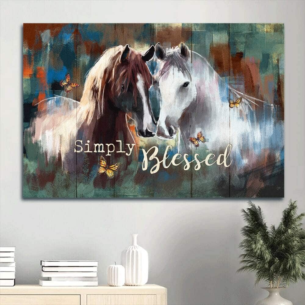Vintage Horse Christian Simply Blessed Canvas Wall Art Vintage Horse Christian Simply Blessed Canvas Wall Art