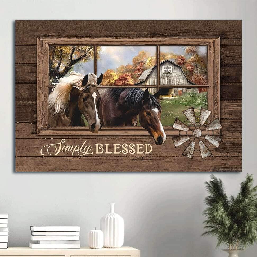 Horse Farm Windmill Simply Blessed Canvas Wall Art Horse Farm Windmill Simply Blessed Canvas Wall Art