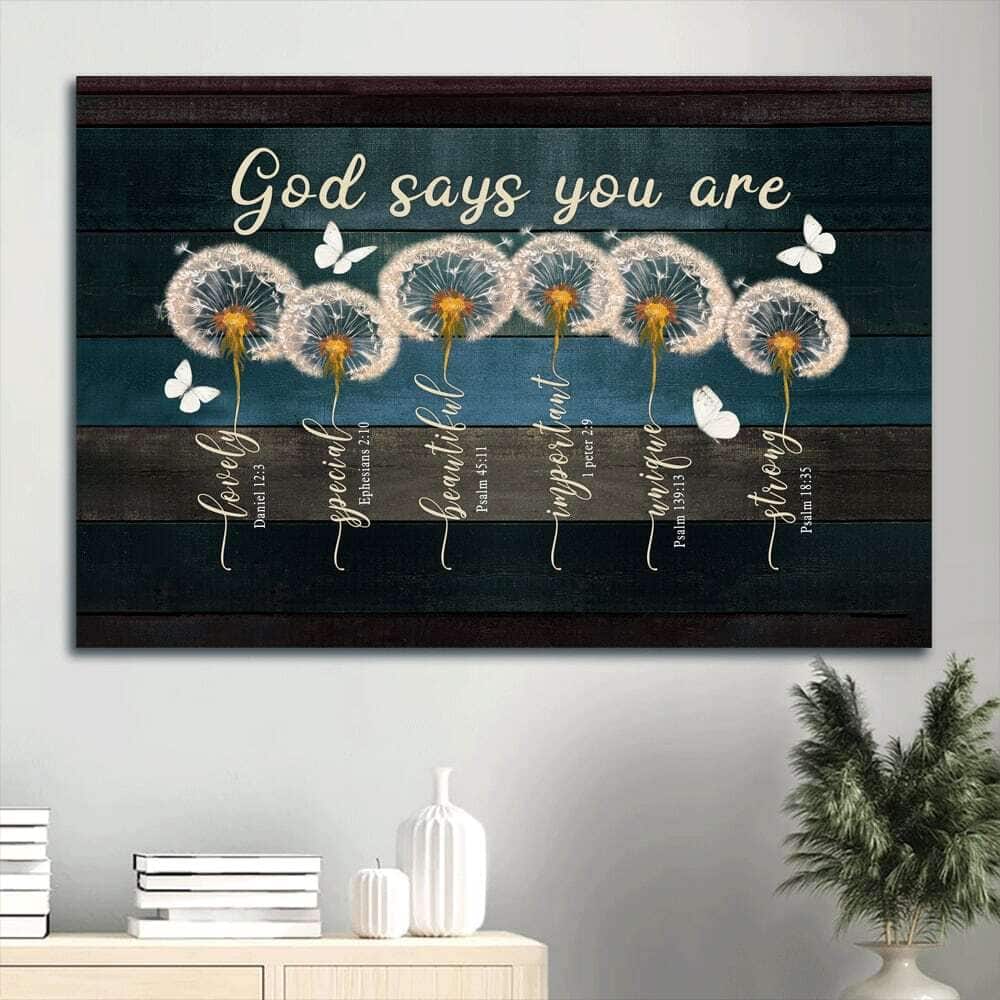Beautiful Dandelion Butterfly God Says You Are Canvas Wall Art Beautiful Dandelion Butterfly God Says You Are Canvas Wall Art
