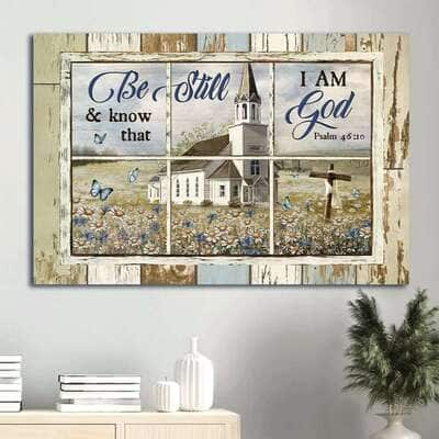 Daisy Garden Old Ruggred Cross Be Still And Know That I Am God Canvas Wall Art