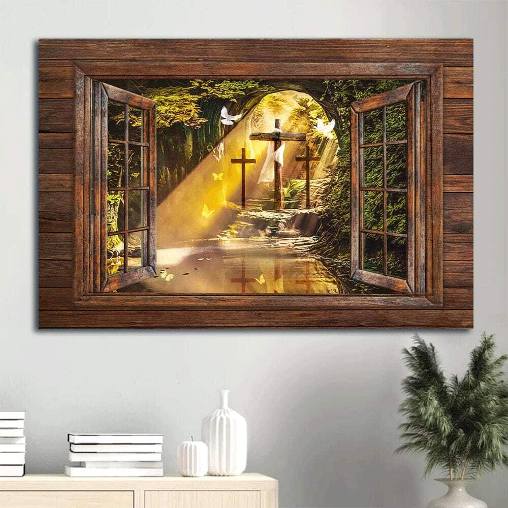 Beautiful Cave Window Frame The Stunning Morning Sunlight Canvas Wall Art