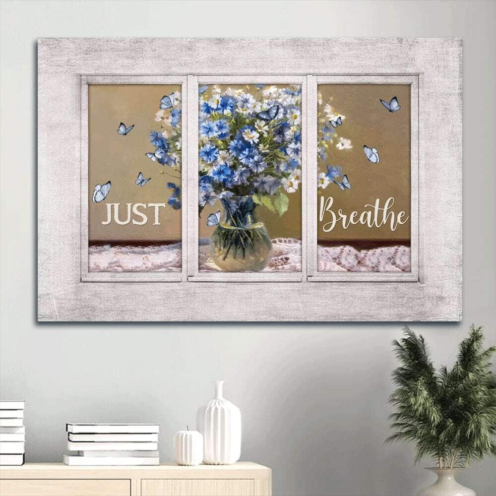 Baby Flower Vase Watercolor Butterfly White Window Just Breathe Canvas Wall Art Baby Flower Vase Watercolor Butterfly White Window Just Breathe Canvas Wall Art