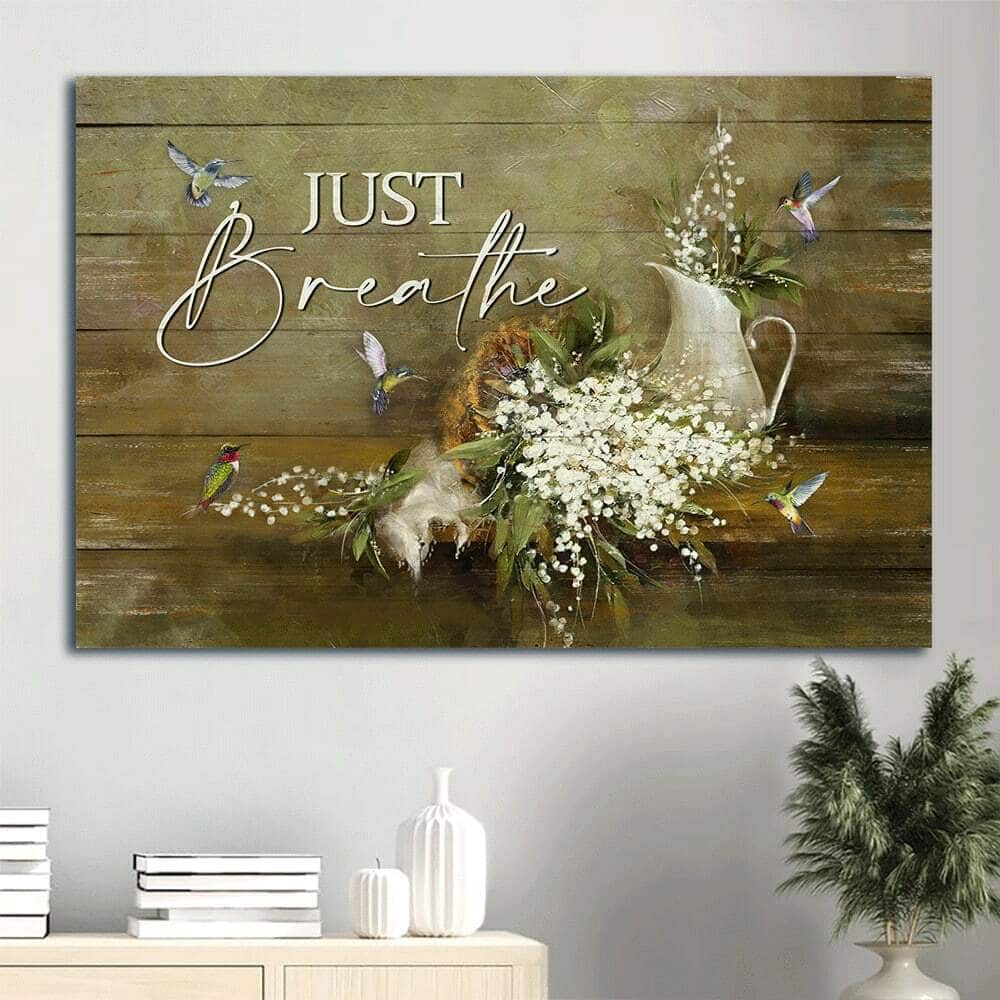 Christian Just Breathe Religious Canvas Wall Art Gift Christian Just Breathe Religious Canvas Wall Art Gift