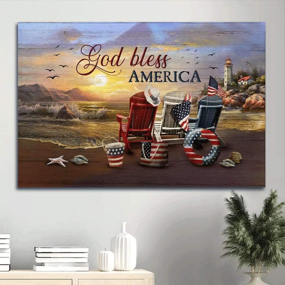 Sunrise Seagull God Bless America Canvas Wall Art Sunrise Seagull God Bless America Canvas Wall Art