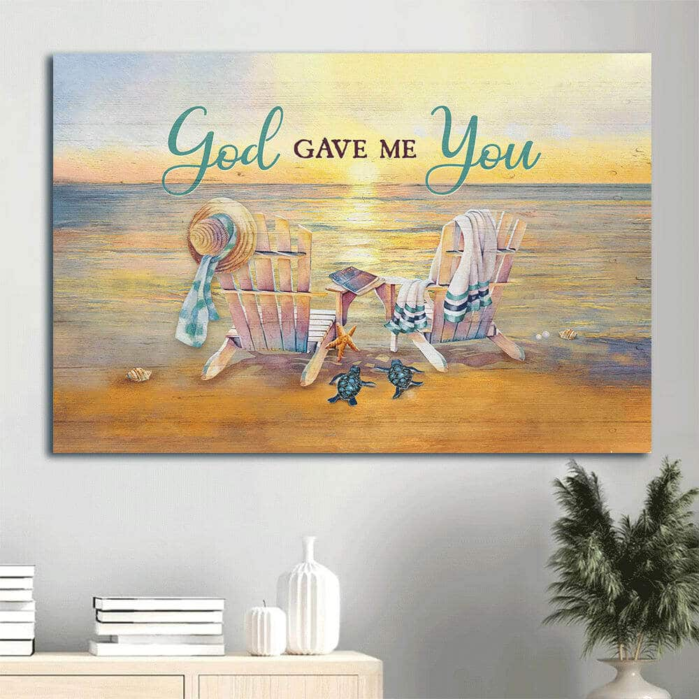 Chair Sea Turtle God Gave Me You Canvas Wall Art