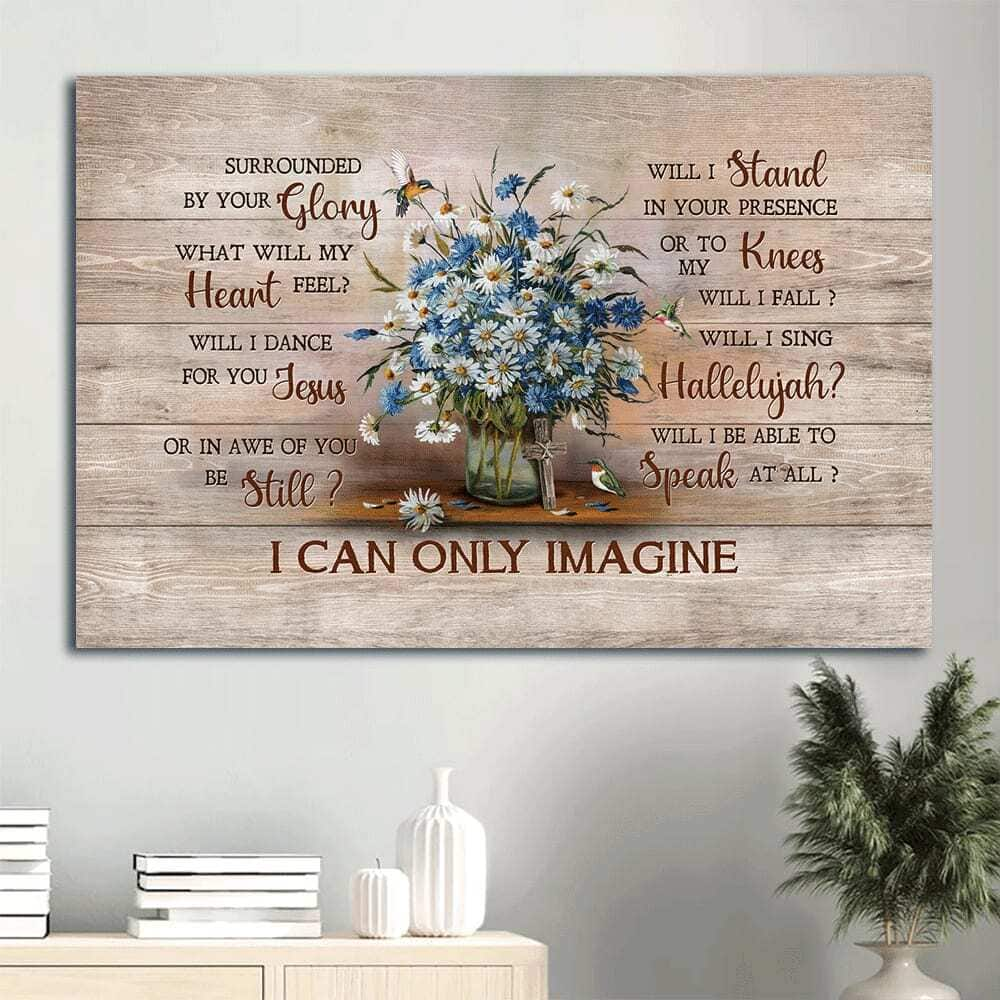 Baby Daisy Flower Hummingbird Cross I Can Only Imagine Canvas Wall Art