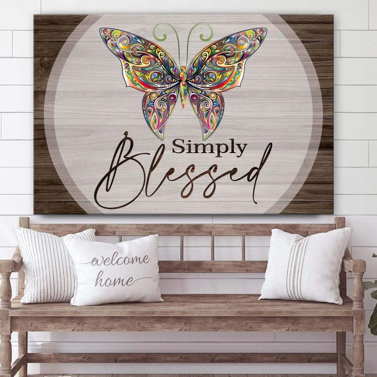 Christian Canvas Wall Art Butterflies Simply Blessed Christian Canvas Wall Art Butterflies Simply Blessed