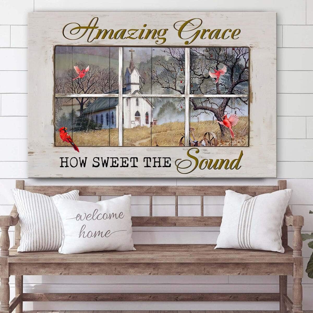 Vintage Amazing Grace How Sweet The Sound Canvas Wall Art