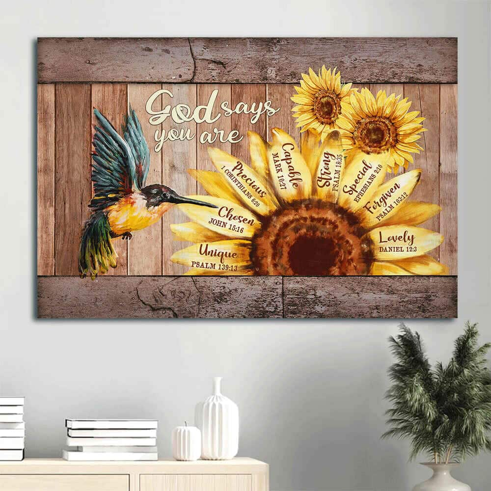 God Says You Are Unique Chosen Precious Canvas Wall Art