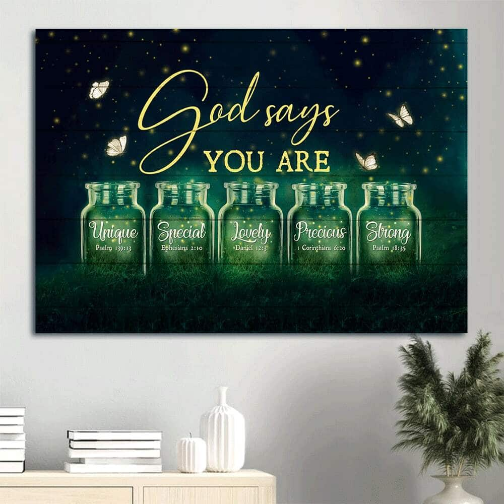 God Says You Are Unique Christian Canvas Wall Art