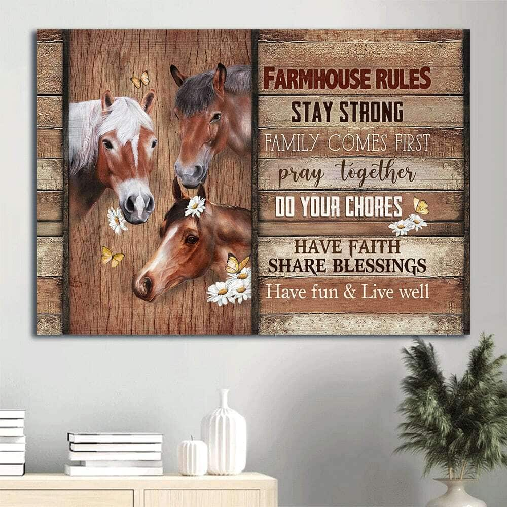 Stay Strong Family Comes First Pray Together Canvas Wall Art