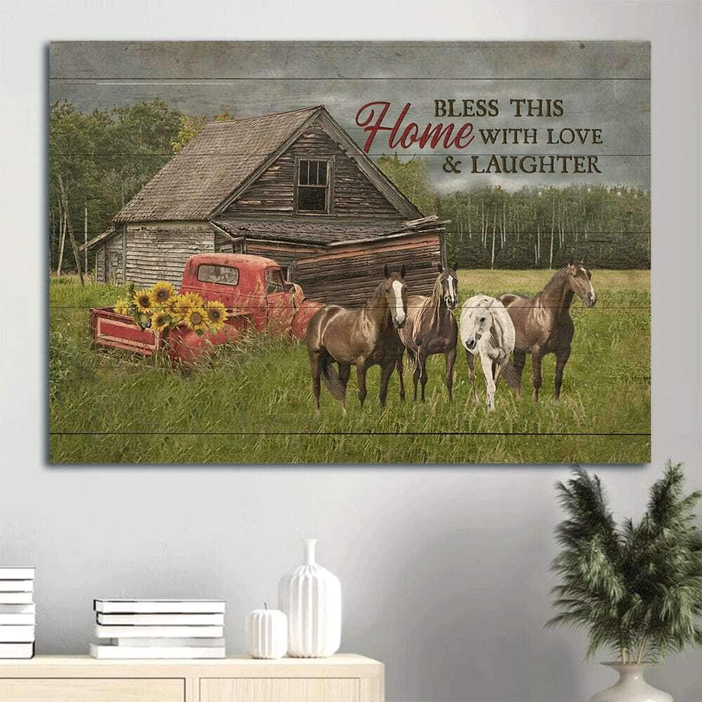 Bless This House With Love And Laughter Canvas Wall Art