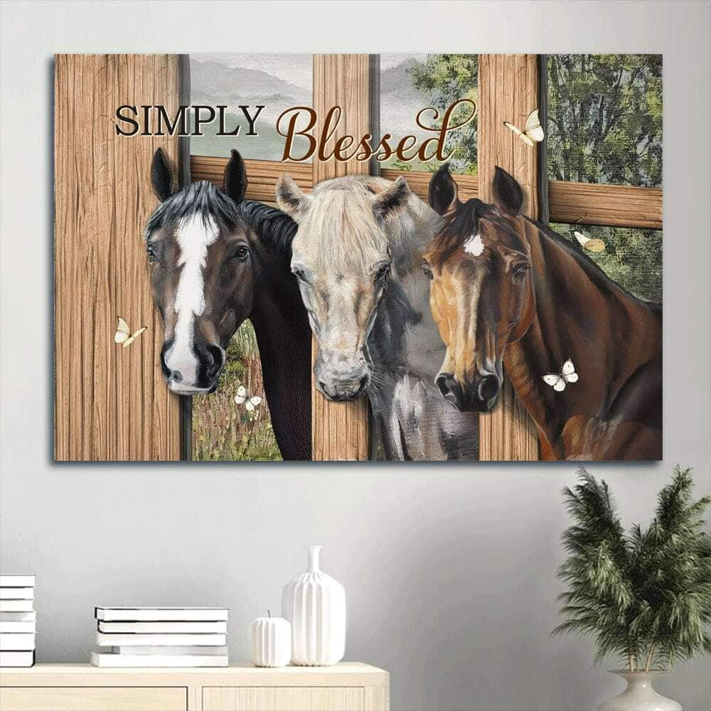 Christian Horse Simply Blessed Canvas Wall Art