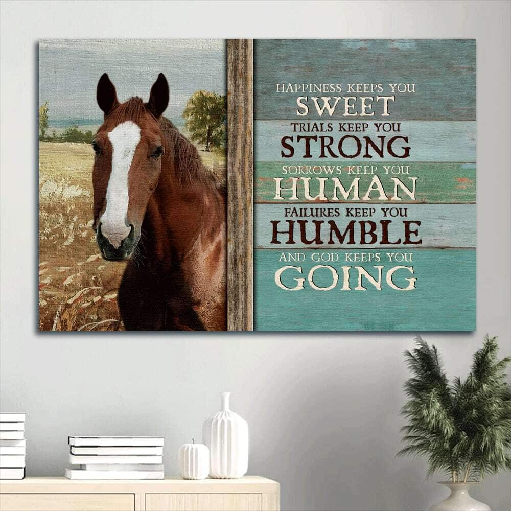 Horse Happiness Keeps You Sweet Canvas Wall Art