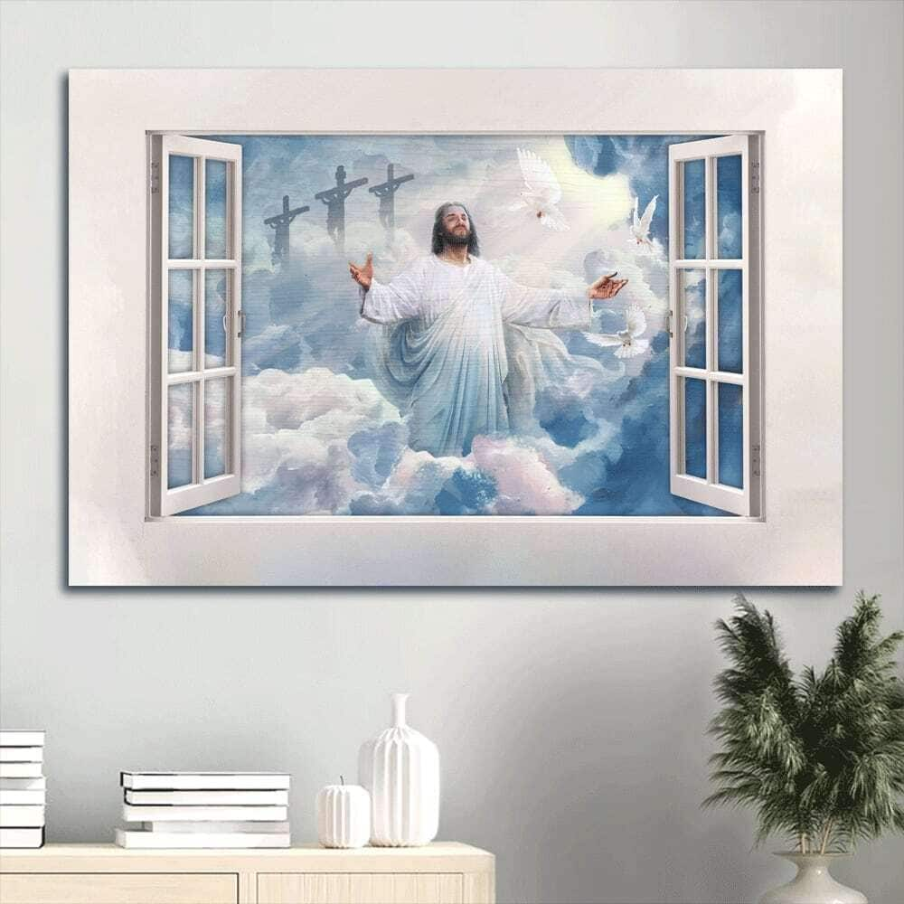 Jesus In Heaven Religious Christian Canvas Wall Art