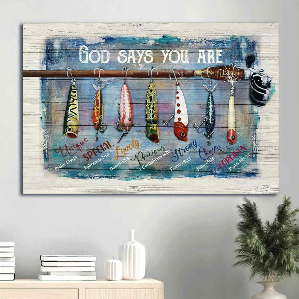 Beautiful Fish Hook Fishing Rod God Says You Are Canvas Wall Art Beautiful Fish Hook Fishing Rod God Says You Are Canvas Wall Art