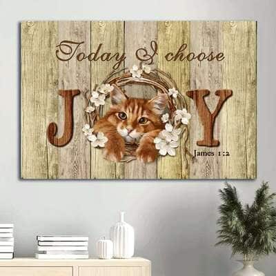 Christian Cute Cat James 1:2 Today I Choose Joy Canvas Wall Art