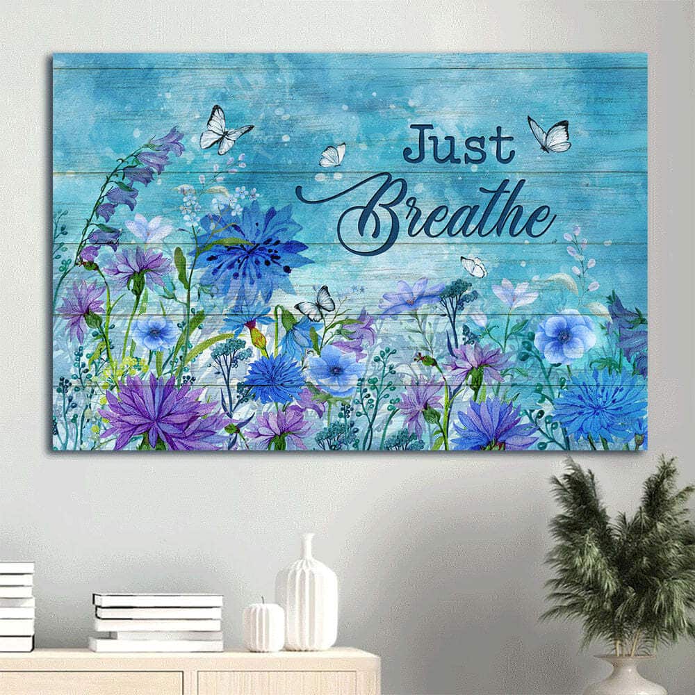 Blue Flower Garden Just Breathe Canvas Wall Art Blue Flower Garden Just Breathe Canvas Wall Art