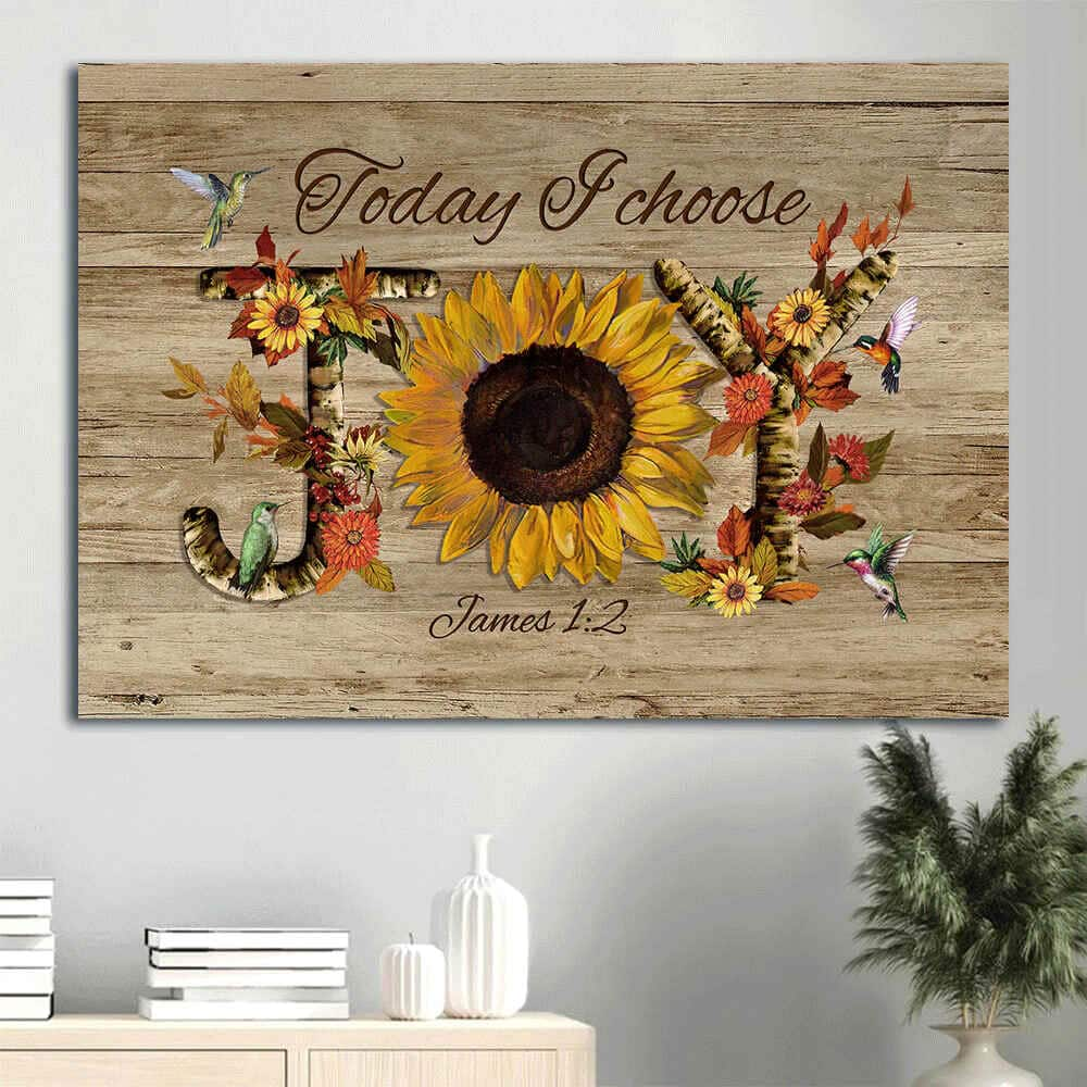 Bible Verse Sunflower James 1:2 Today I Choose Joy Canvas Wall Art