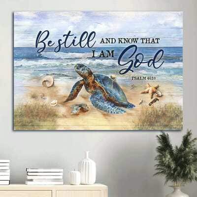 Turtle Blue Ocean Starfish Be Still And Know That I Am God Canvas Wall Art Turtle Blue Ocean Starfish Be Still And Know That I Am God Canvas Wall Art
