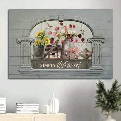 Tulip Sunflower Simply Blessed Canvas Wall Art