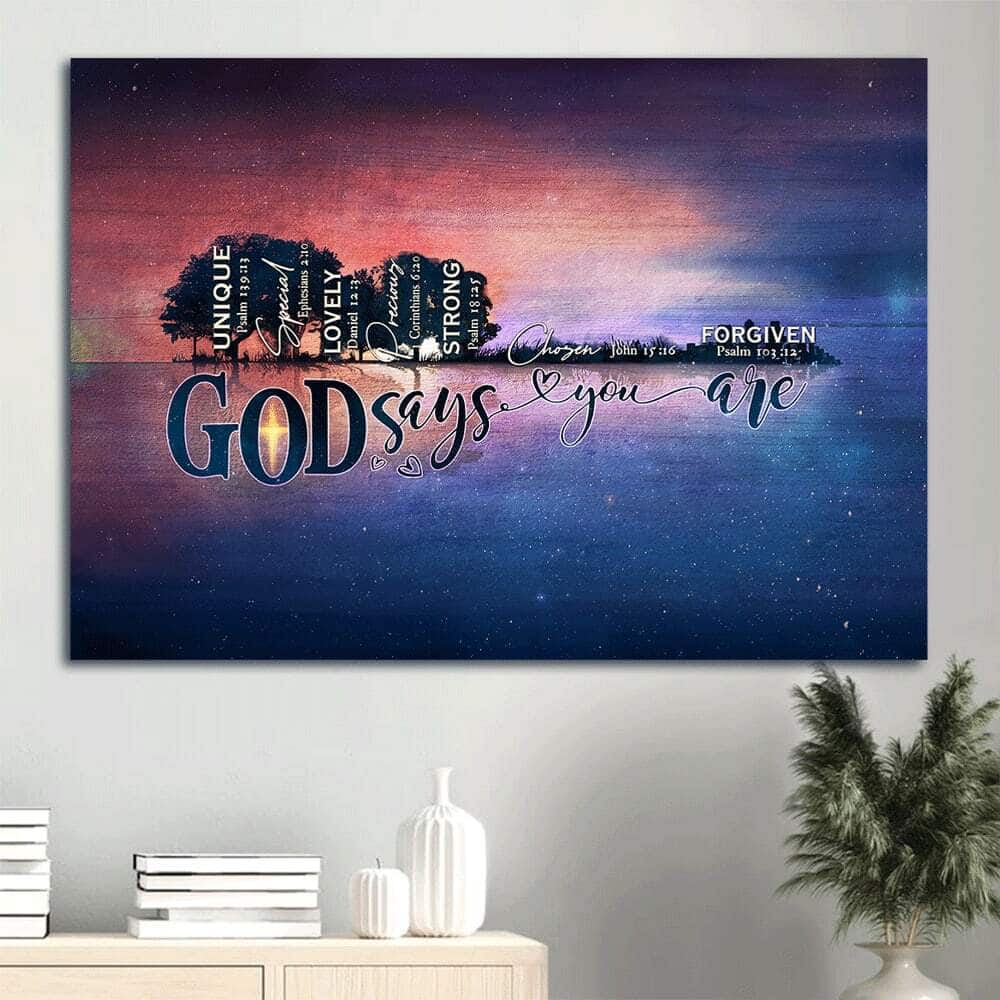 Christian God Says You Are Canvas Wall Art Chosen Forgiven