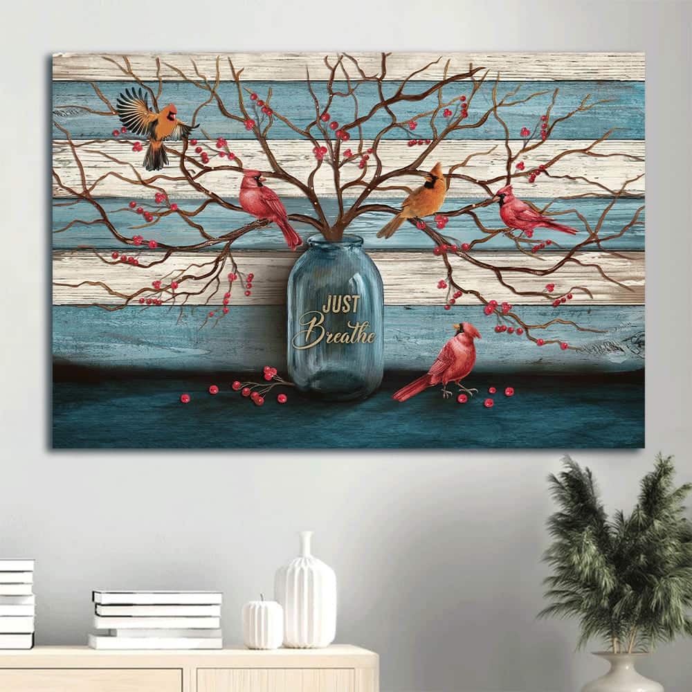 Cranberry Tree Cardinal Just Breathe Canvas Wall Art Cranberry Tree Cardinal Just Breathe Canvas Wall Art