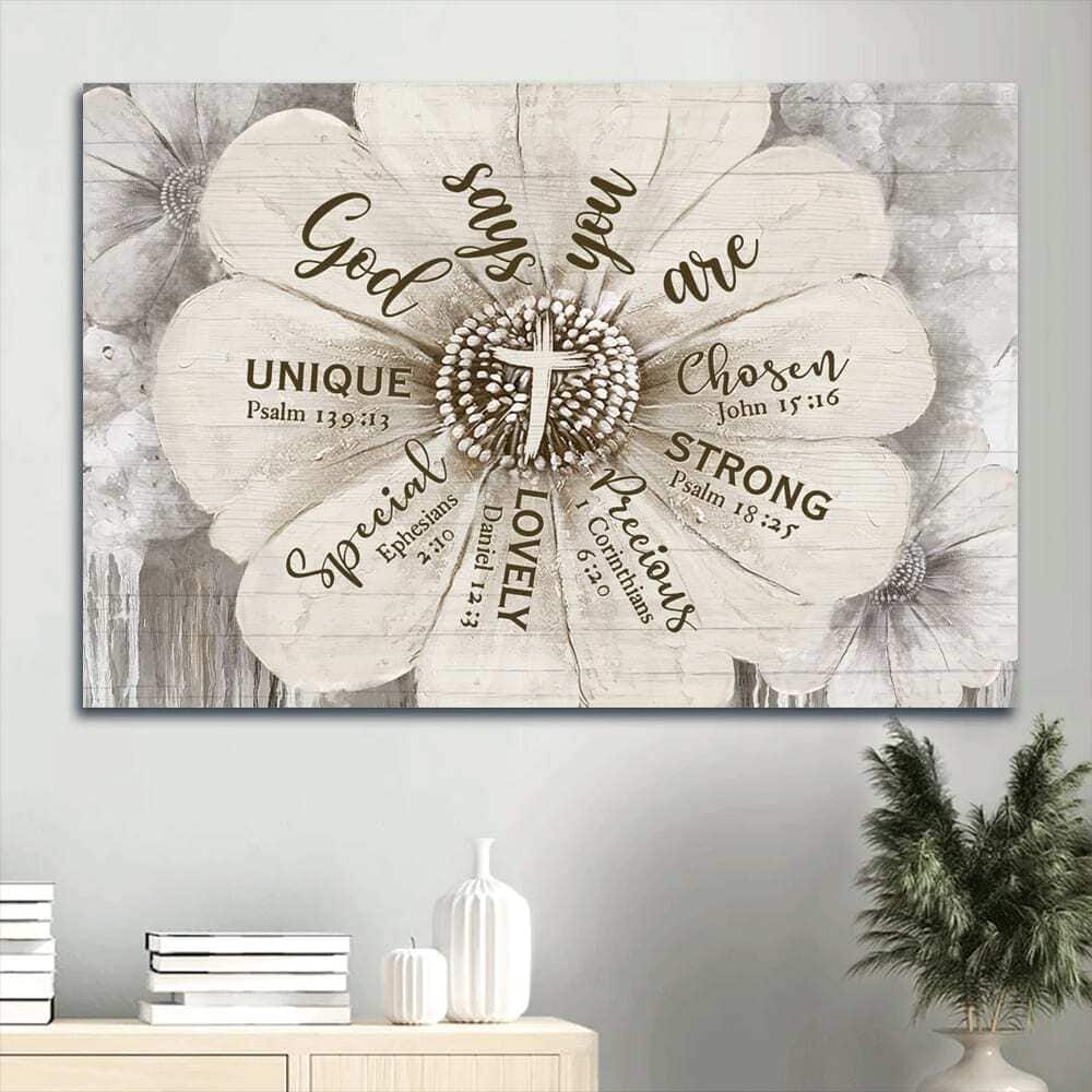 Vintage Bible Verse God Says You Are Canvas Wall Art