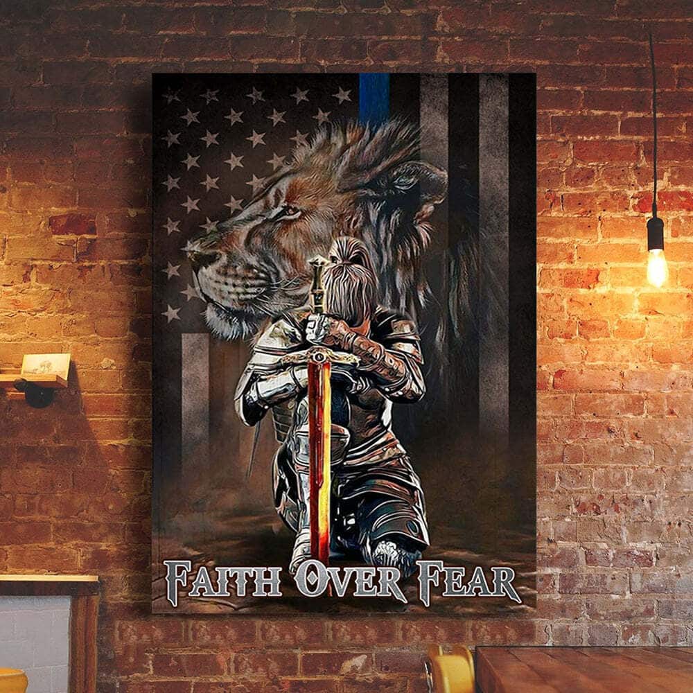 Christian Jesus Faith Over Fear Canvas Print Lion American Flag Christian Jesus Faith Over Fear Canvas Print Lion American Flag