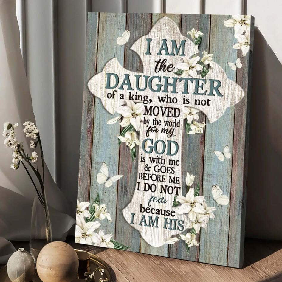 Christian Canvas Print Jesus Cross White Tulip I Am The Daughter Of A King Christian Canvas Print Jesus Cross White Tulip I Am The Daughter Of A King