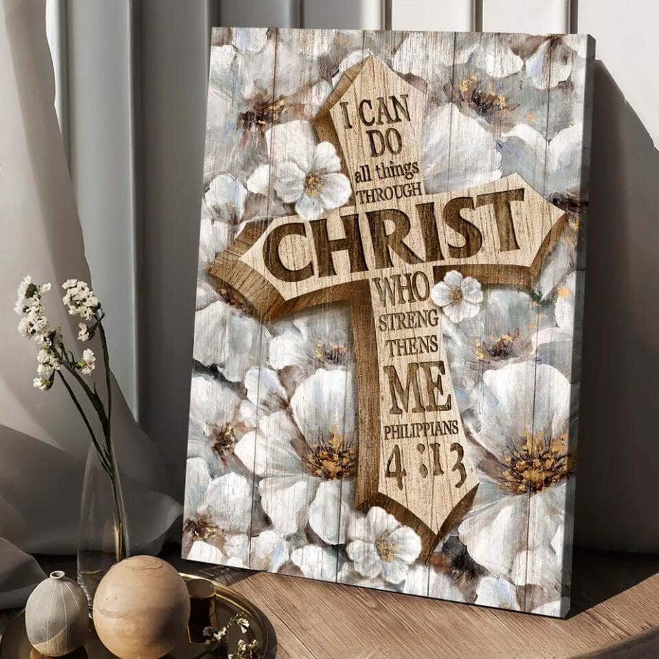 Christian Jesus Cross I Can Do All Things Canvas Print