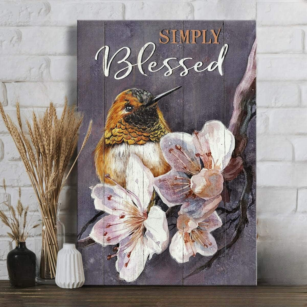 Christian Simply Blessed Canvas Print Hummingbird