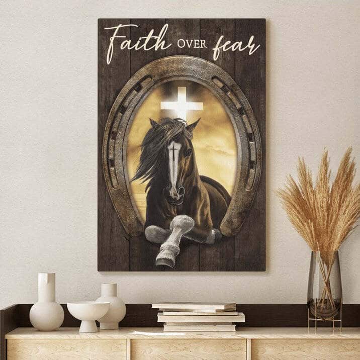 Jesus Horses Cross Faith Over Fear Canvas Print Jesus Horses Cross Faith Over Fear Canvas Print
