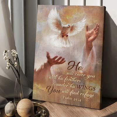 He Will Cover You With His Feathers Canvas Print Christian Gift