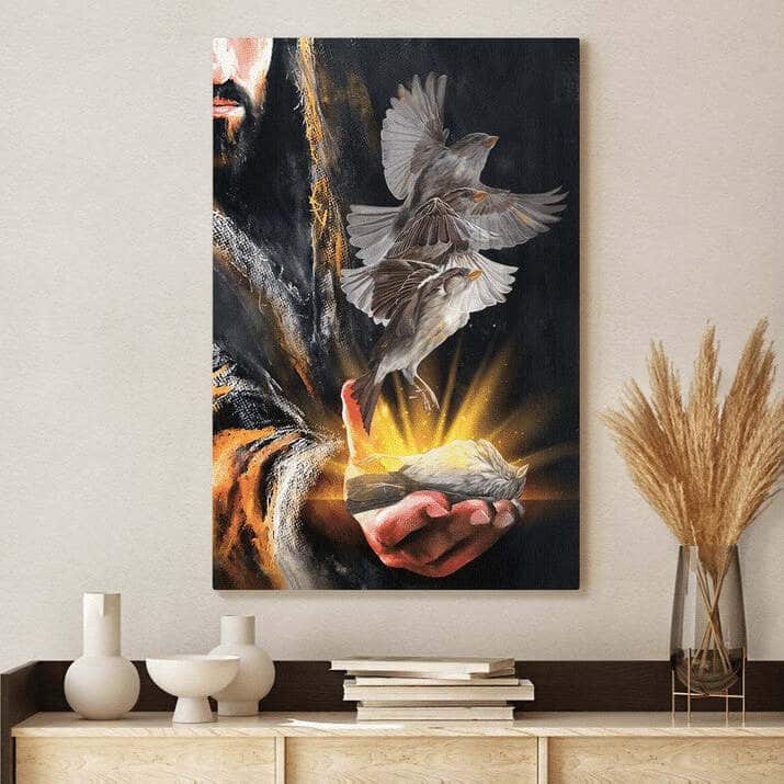 A Bird On His Hand Jesus Canvas Print A Bird On His Hand Jesus Canvas Print