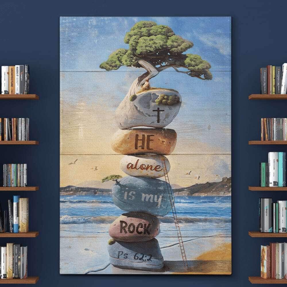 Beach Rock He Alone Is My Rock Canvas Print