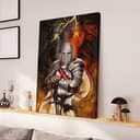 Christian Knight Templar And Lion Jesus Canvas Print