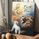 Christian Jesus Lion And Lamb Faith Over Fear Canvas Print