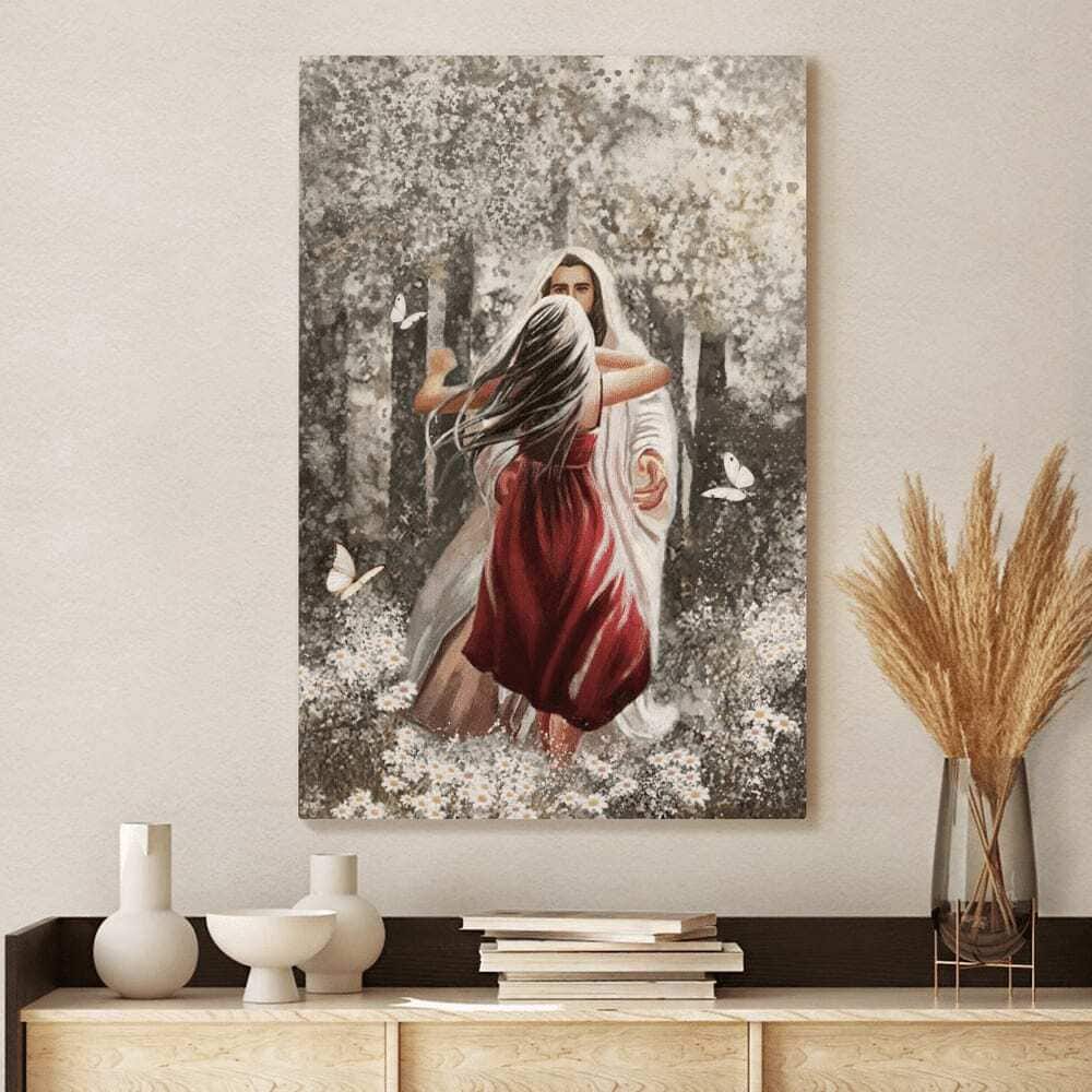 Christian Jesus Hugging Beautiful Girl Canvas Print Christian Jesus Hugging Beautiful Girl Canvas Print