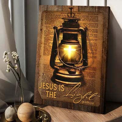 Kerosene Lamp Light Cross Jesus Is The Light Canvas Print