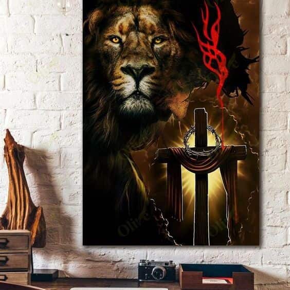 Lion Cross Christian Faith Canvas Print Lion Cross Christian Faith Canvas Print