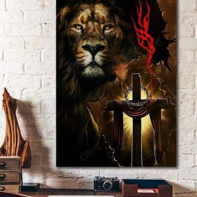 Lion Cross Christian Faith Canvas Print